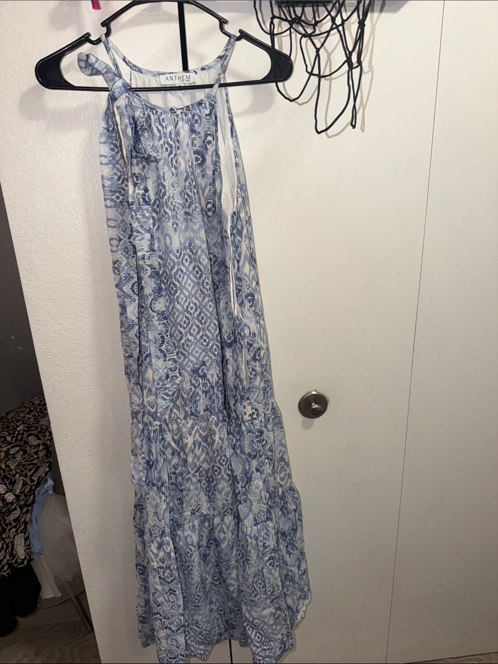 Blue & White Patterned Maxi Skirt